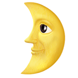 maan met gezicht in eerste kwartier (Reizen & plaatsen - Lucht en weer)