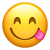 lachend gezicht dat lippen likt (Smileys en mensen - Face-Positive)