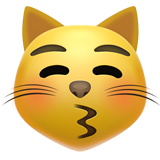 muka kucing memberi ciuman dengan mata tertutup (Smileys & People - Cat-Face)