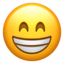 muka berseri-seri dengan mata tersenyum Emoji (Apple)