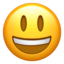 besišypsantis išsižiojęs veidas Emoji (Apple)