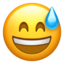 Grinning Face With Sweat Emoji (Apple)