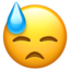 bedrücktes Gesicht mit Schweiß Emoji (Apple)