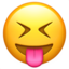 Gesicht mit herausgestreckter Zunge und zusammengekniffenen Augen Emoji (Apple)