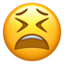 trött ansikte Emoji (Apple)