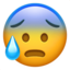 išsižiojęs veidas, išpiltas šalto prakaito Emoji (Apple)