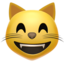 szeroko uśmiechnięty kot o roześmianych oczach Emoji (Apple)