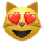 muka kucing tersenyum dengan mata berbentuk hati Emoji (Apple)