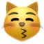 muka kucing memberi ciuman dengan mata tertutup Emoji (Apple)