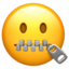 rosto com boca de zíper Emoji (Apple)