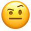 twarz z podniesioną brwią Emoji (Apple)