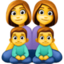 famiglia: donna, donna, bambino e bambino Emoji (Facebook)