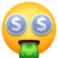 gezicht met geld in de mond Emoji (Facebook)