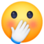 muka dengan tangan atas mulut Emoji (Facebook)