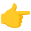 į dešinę pirštu rodanti ranka Emoji (Google)