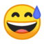 Grinning Face With Sweat Emoji (Google)
