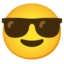 lächelndes Gesicht mit Sonnenbrille Emoji (Google)