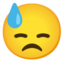 twarz ze spuszczonymi oczami oblana potem Emoji (Google)