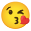 față care trimite un pupic Emoji (Google)