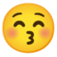 bo‘sa olayotgan yuz va yumilgan ko‘zlar Emoji (Google)