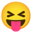 twarz ze zmrużonymi oczami wystawiająca język Emoji (Google)