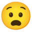 udręczona twarz Emoji (Google)