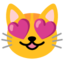 rosto de gato sorridente com olhos em forma de coração Emoji (Google)