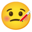 visage avec thermomètre Emoji (Google)