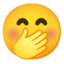 twarz z ręką na ustach Emoji (Google)