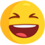 og‘zini katta ochib kulayotgan yuz va qattiq yumilgan ko‘zlar Emoji (Messenger)