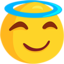 rosto sorridente com auréola Emoji (Messenger)