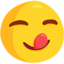 muka menikmati makanan lazat Emoji (Messenger)