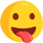 rosto mostrando a língua Emoji (Messenger)