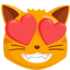 muka kucing tersenyum dengan mata berbentuk hati Emoji (Messenger)