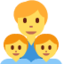 família: homem, menino e menino Emoji (Twitter, TweetDeck)
