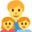 familie: bărbat, fată, băiat Emoji (Twitter, TweetDeck)