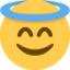 rosto sorridente com auréola Emoji (Twitter, TweetDeck)