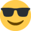 față zâmbitoare cu ochelari de soare Emoji (Twitter, TweetDeck)