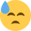 Downcast Face With Sweat Emoji (Twitter, TweetDeck)