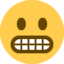 gezicht met grimas Emoji (Twitter, TweetDeck)