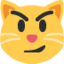 kattansikte med snett leende Emoji (Twitter, TweetDeck)