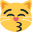 csókoló macskaarc lehunyt szemmel Emoji (Twitter, TweetDeck)