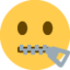 veidas su užtrauktuku vietoje burnos Emoji (Twitter, TweetDeck)