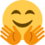 blij gezicht met handen uitgestoken voor een knuffel Emoji (Twitter, TweetDeck)