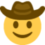 gezicht met cowboyhoed Emoji (Twitter, TweetDeck)